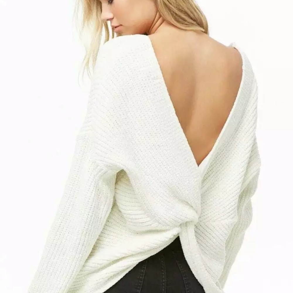 🎉🎉SOLD 🎉FOREVER 21 WAFFLE KNIT CREAM SWEATER TWIST